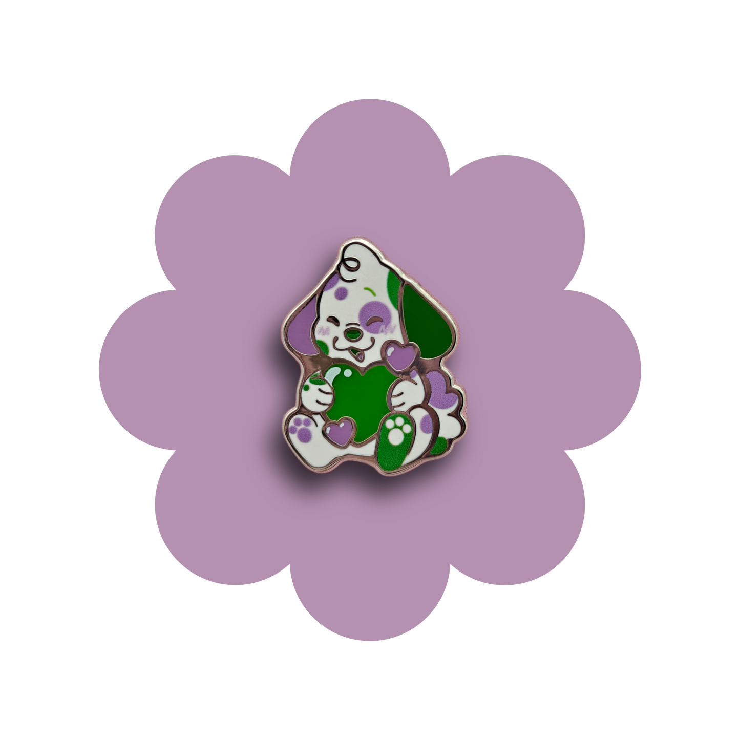 colorful puppies heartsie hard enamel pins