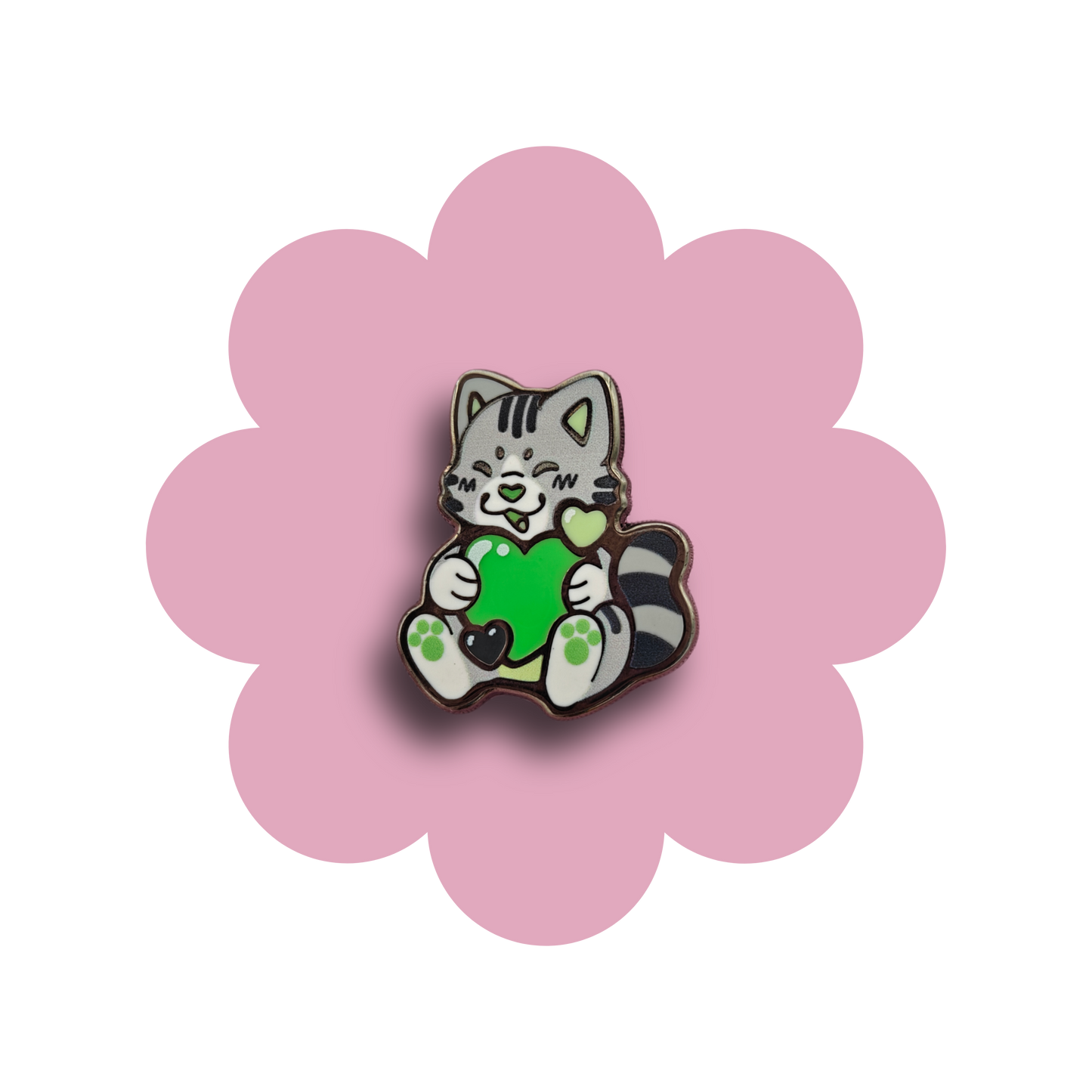 colorful kitties heartsie hard enamel pins