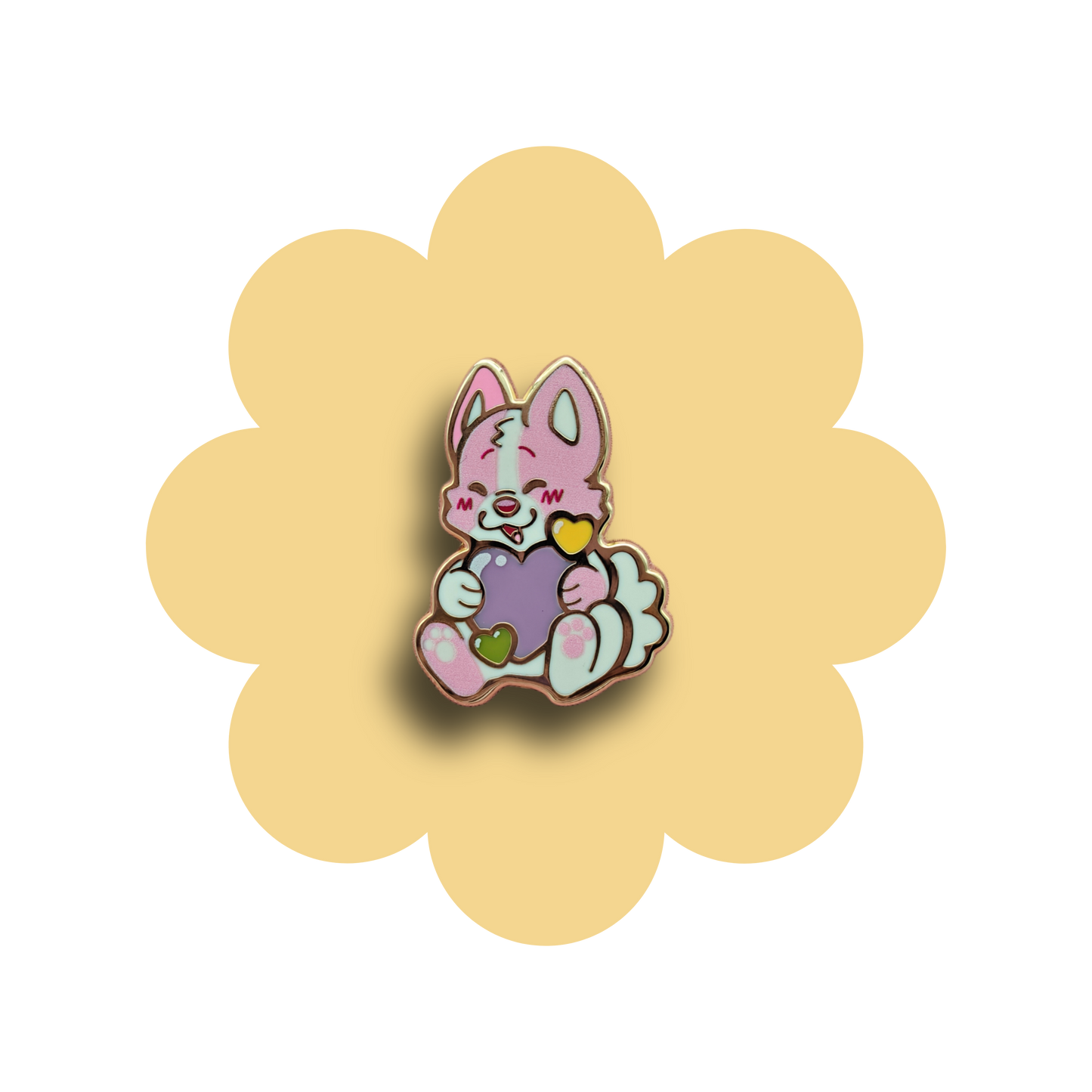 colorful puppies heartsie hard enamel pins