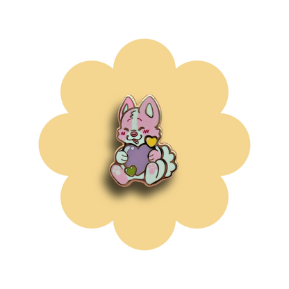 colorful puppies heartsie hard enamel pins