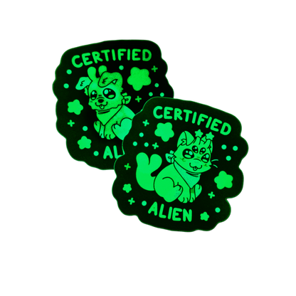 ✨GLOW IN THE DARK✨ certified alien 3" vinyl sticker