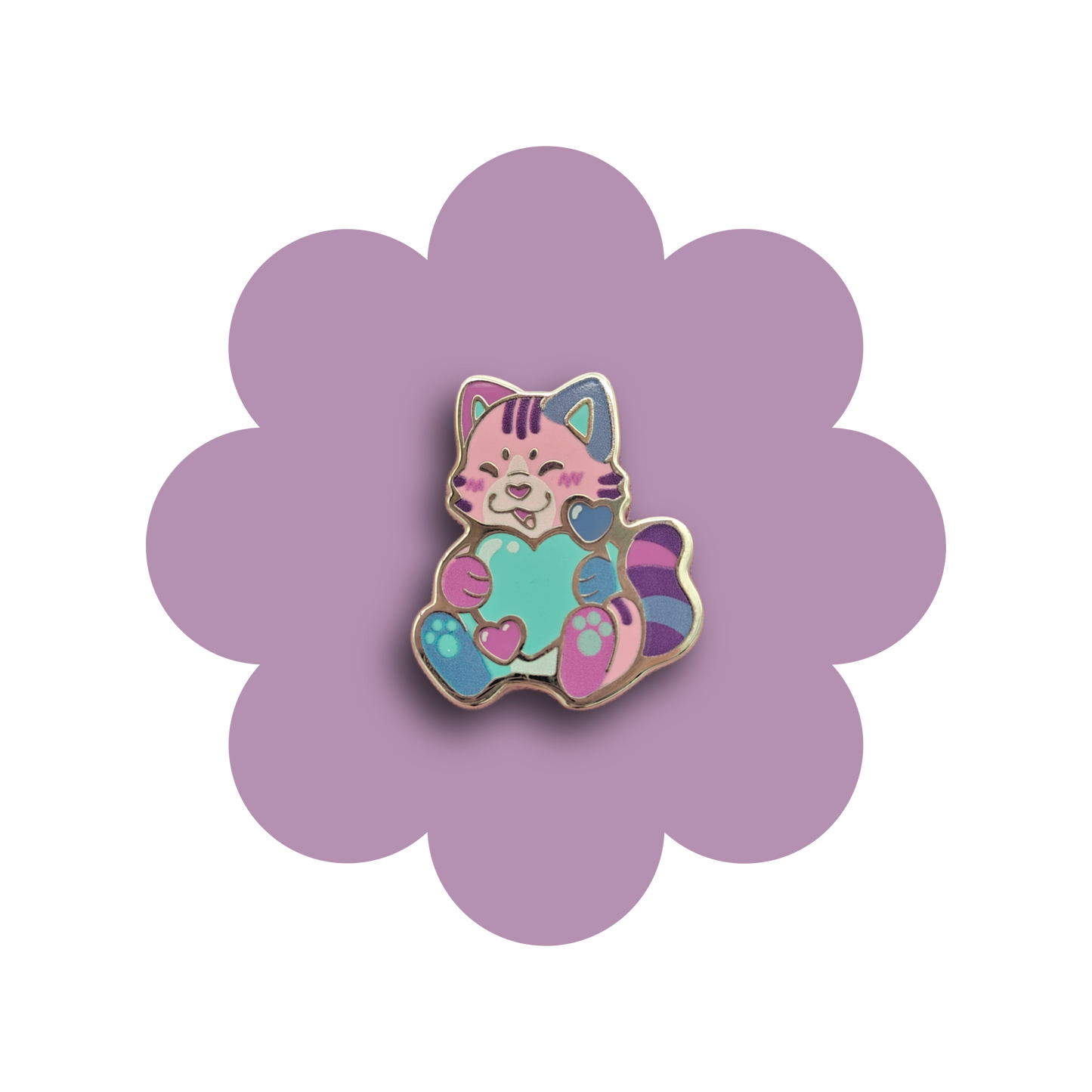 colorful kitties heartsie hard enamel pins