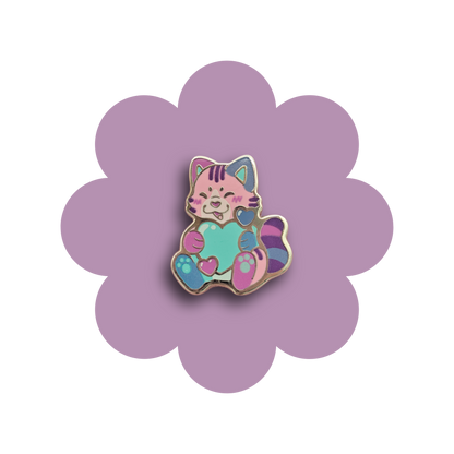 colorful kitties heartsie hard enamel pins