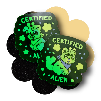 ✨GLOW IN THE DARK✨ certified alien 3" vinyl sticker