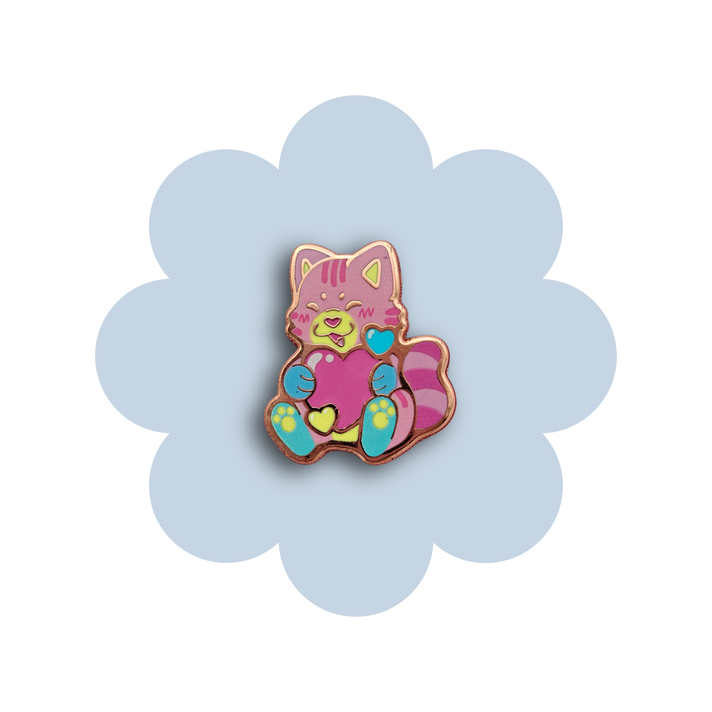 colorful kitties heartsie hard enamel pins