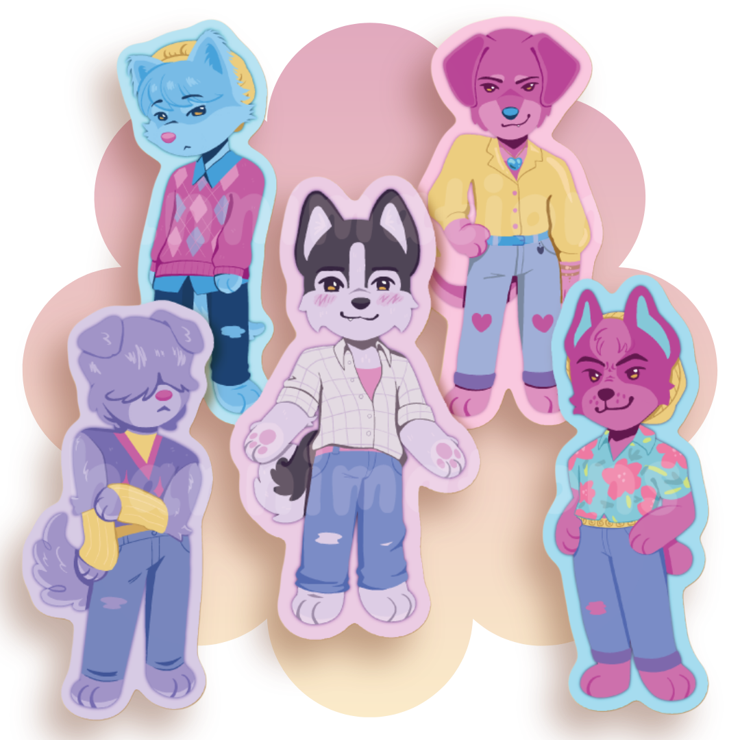 saja puppies 3" matte vinyl stickers