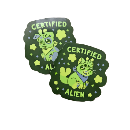 ✨GLOW IN THE DARK✨ certified alien 3" vinyl sticker