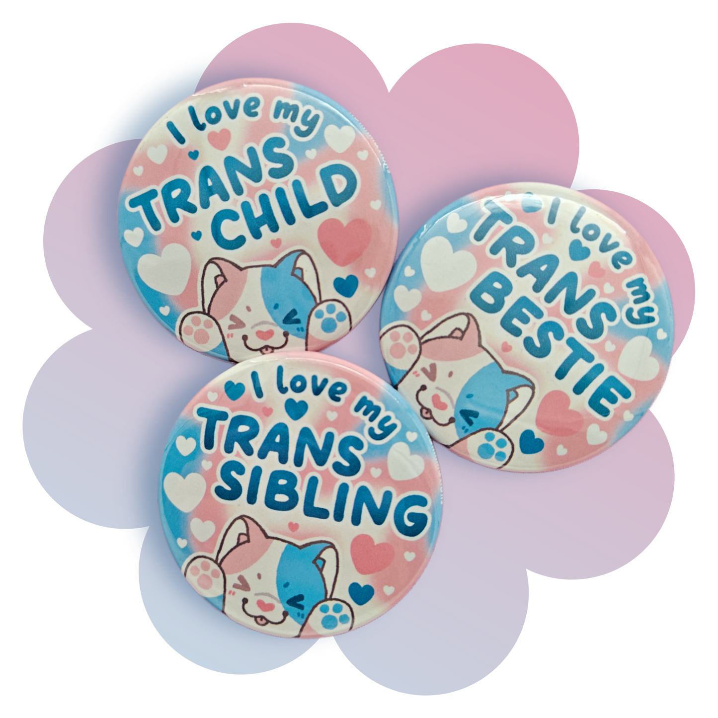 trans ally 2.25" button pins