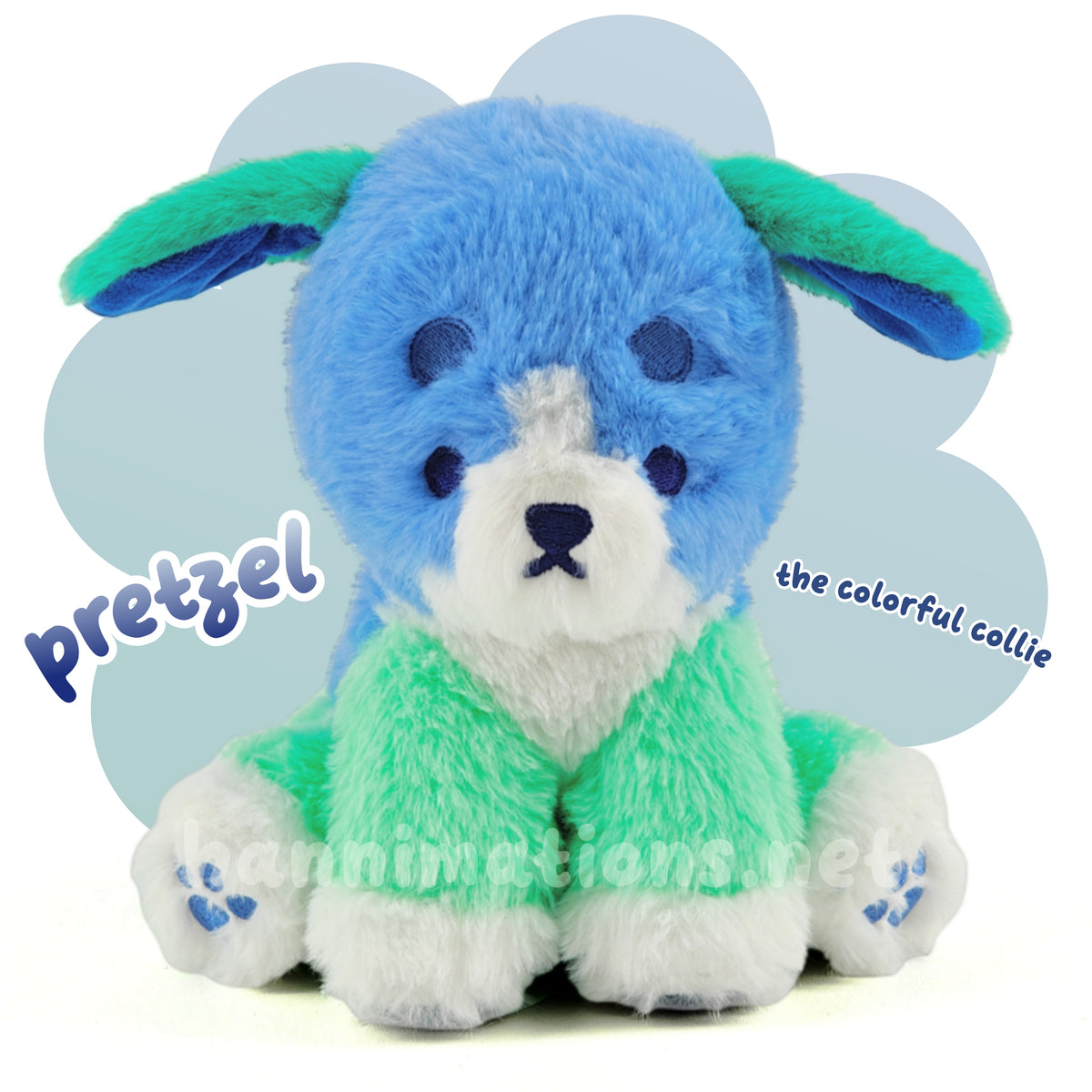 pretzel the colorful puppy plushie