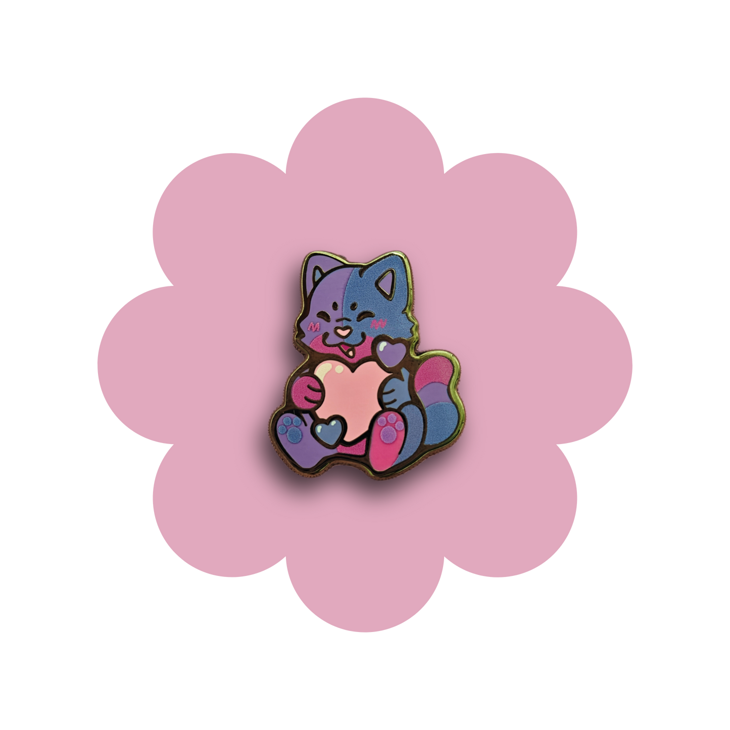 colorful kitties heartsie hard enamel pins