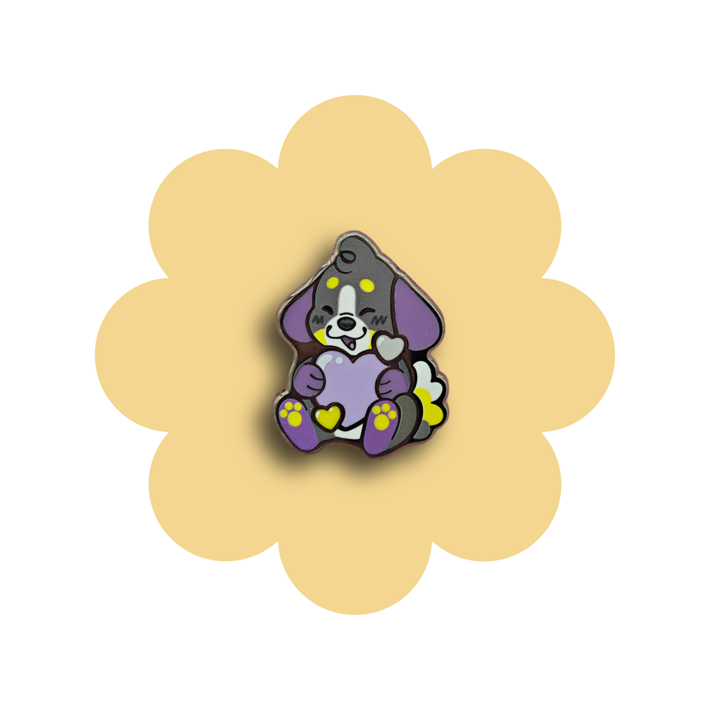 colorful puppies heartsie hard enamel pins