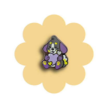 colorful puppies heartsie hard enamel pins