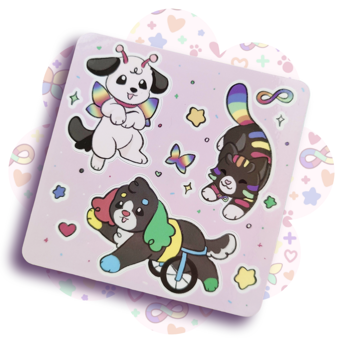 disability pride creatures sticker sheet by sugarycarousel