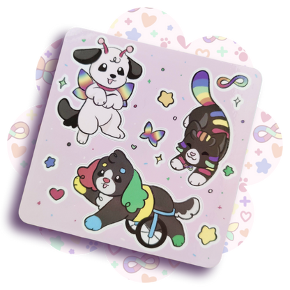 disability pride creatures sticker sheet by sugarycarousel