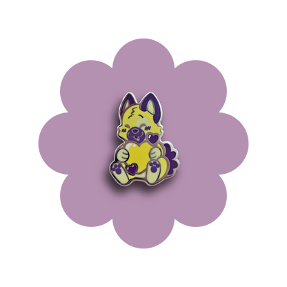 colorful puppies heartsie hard enamel pins