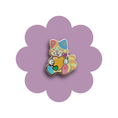 colorful kitties heartsie hard enamel pins