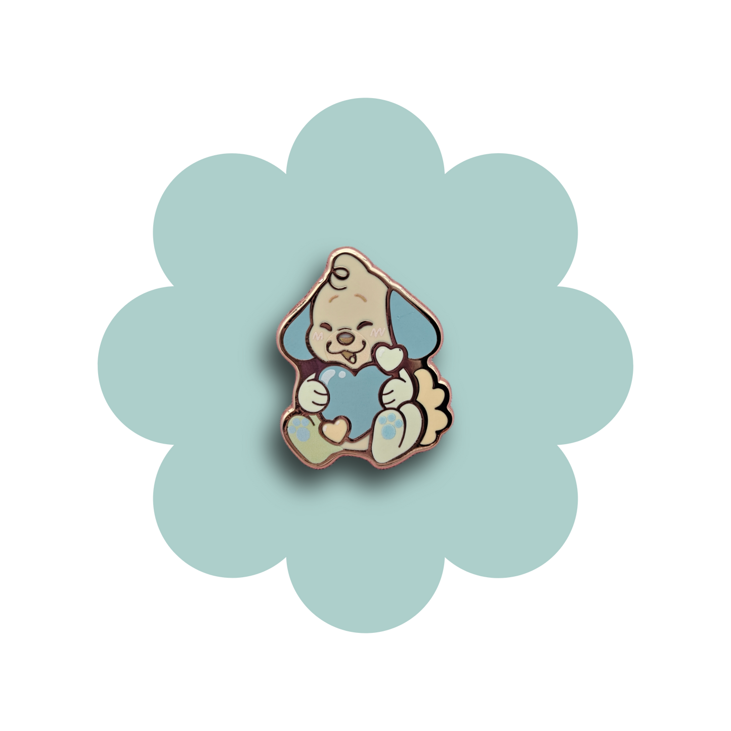 colorful puppies heartsie hard enamel pins