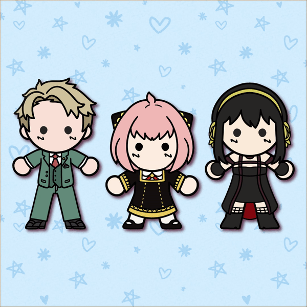 forger family weebean enamel pins