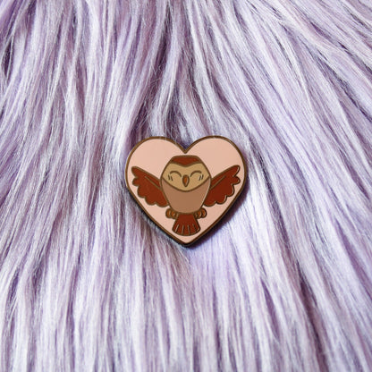 owlbert heart enamel pin