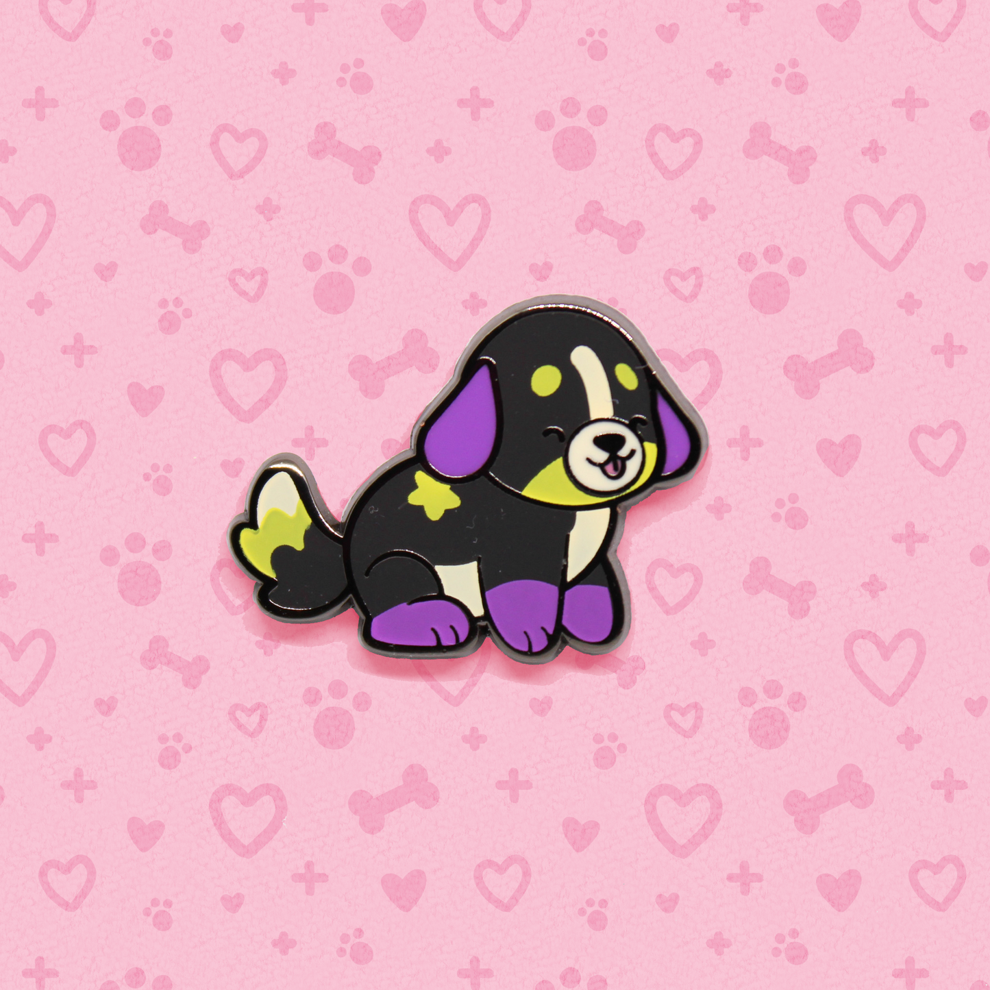 colorful puppies enamel pins
