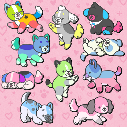colorful puppies enamel pins V2