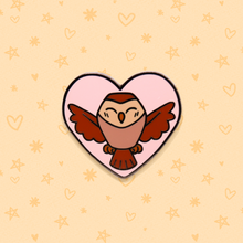 Load image into Gallery viewer, owlbert heart enamel pin
