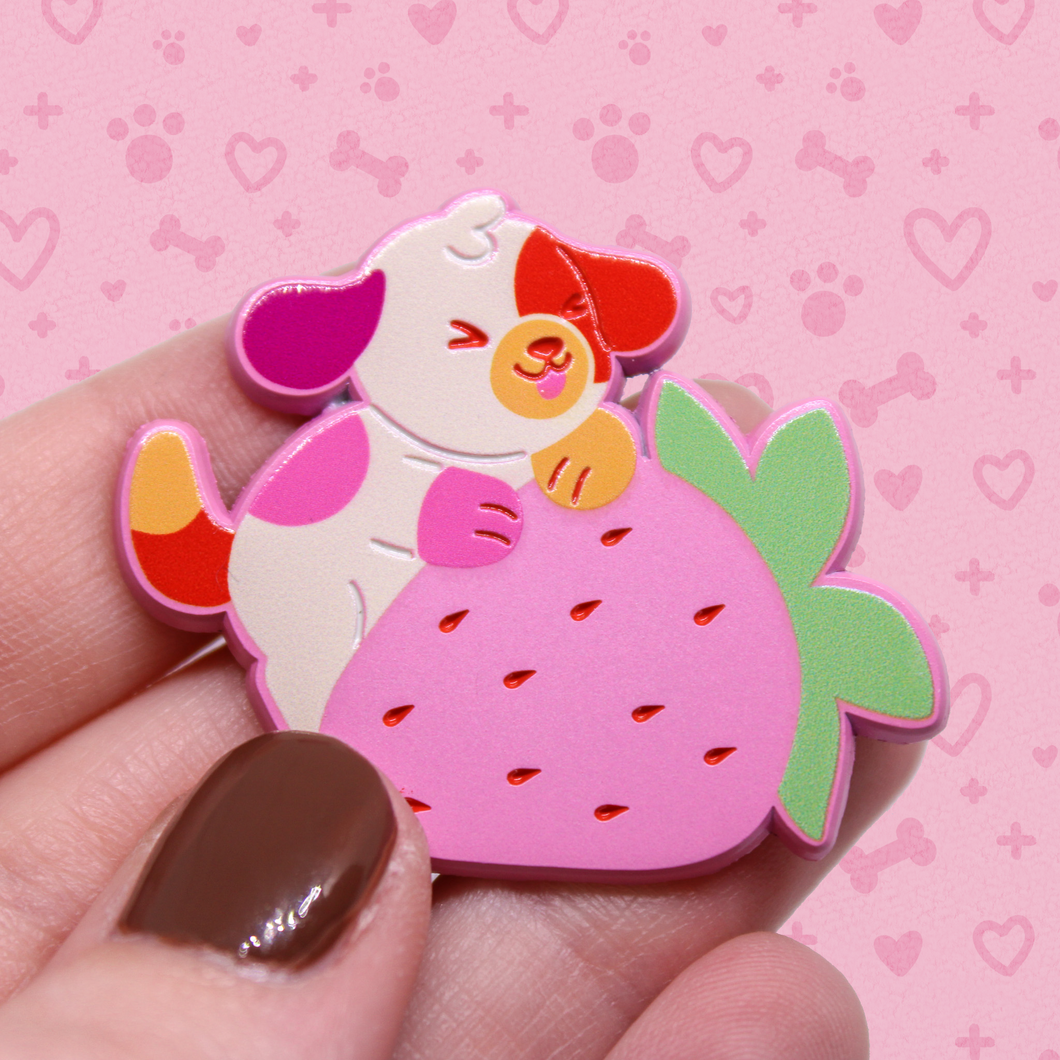 scarlet strawberry soft enamel pin